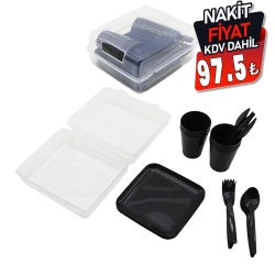 TİMEX TİM-126 ( 32PCS ) PİKNİK SETİ (ANTRAİT GRİ PLS.) (6-TABAK-6-BARDAK-6-ÇATAL6-KAŞIK-6-BIÇAK+( 2 BÖLMELİ ŞEFFAF PLS.ÇANTA)*12=K