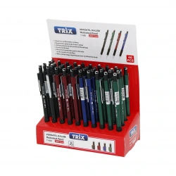 TRİX CLASS T-480 ( 2B/0.7MM ) VERSATİL UÇLU KALEM RENKLİ ( KAUÇUK TUMA & UZUN SİLGİ )*40X18
