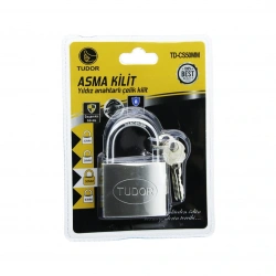 TUDOR TD-CS50MM (VAKUMLU) (YILDIZ & ÇİVİ ANAHTARLI) ( 50MM & GRİ ) ( KISA KANCALI ) ÇELİK ASMA KİLİT*12X10