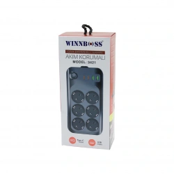 WINNBOSS-3421 TERMAL AKIM & KISA DEVRE KORUMALI (6LI PRİZ) (2+2 USB-TYPE-C) (2MT) (ANAHTARLI) UZATMA KABLO (16A & 4000W)*30