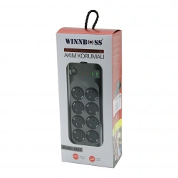 WINNBOSS-3422 TERMAL AKIM & KISA DEVRE KORUMALI (8Lİ PRİZ) (2+2 USB-TYPE-C) (2MT) (ANAHTARLI) UZATMA KABLO (16A & 4000W)*30