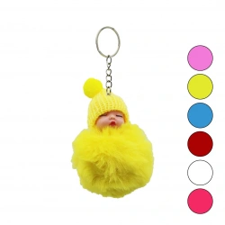 YAKUT-11462 ( BEBEKLİ  ) ( TÜYLÜ & PONPON ) ANAHTARLIK*12X100