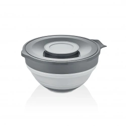 YENİİİ  QLUX L-00960-2 ( 2İN1 ) ( KATLANABİLİR ) ( KAPAKLI ) MİKSER KABI ( SİLİKON & PLASTİK ) ( GRİ ) ( 3250ML )*8=K