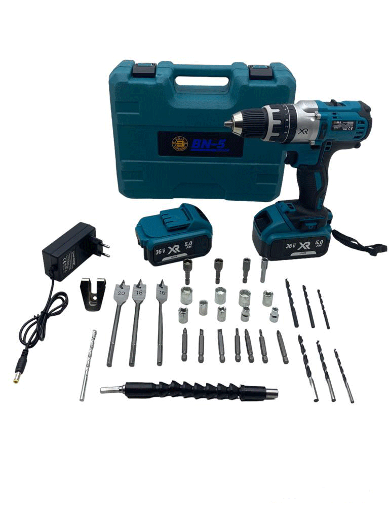(BANCO-300) BN-5 F-136 ( XR ) ( ST FULL ) ( 36W DARBELİ ) ŞARJLI MATKAP SETİ ÇANTALI*10