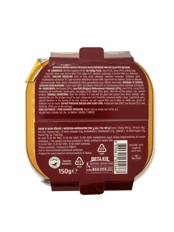 SuperFresh Meksika Fasulyeli Ton 150 gr (Asrın K.)