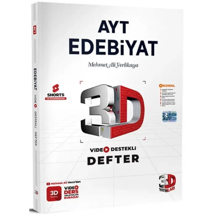 3D Yayınları AYT Edebiyat Video Destekli Defter
