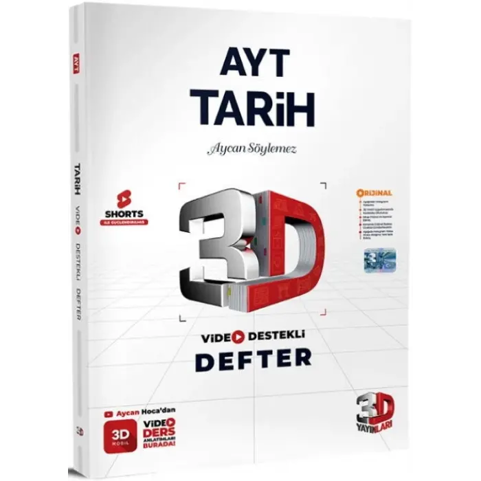 3D Yayınları AYT Tarih Video Destekli Defter