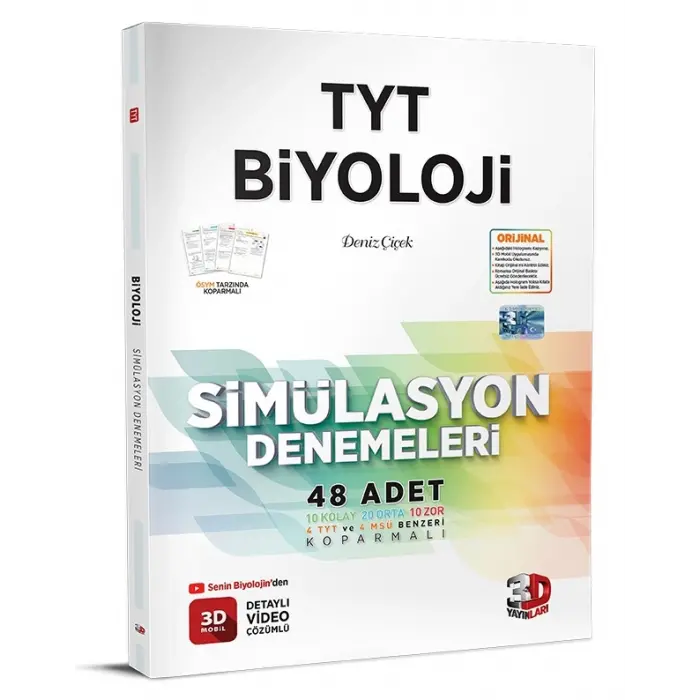 3D Yayınları Tyt Biyoloji Simülasyon 48 Deneme