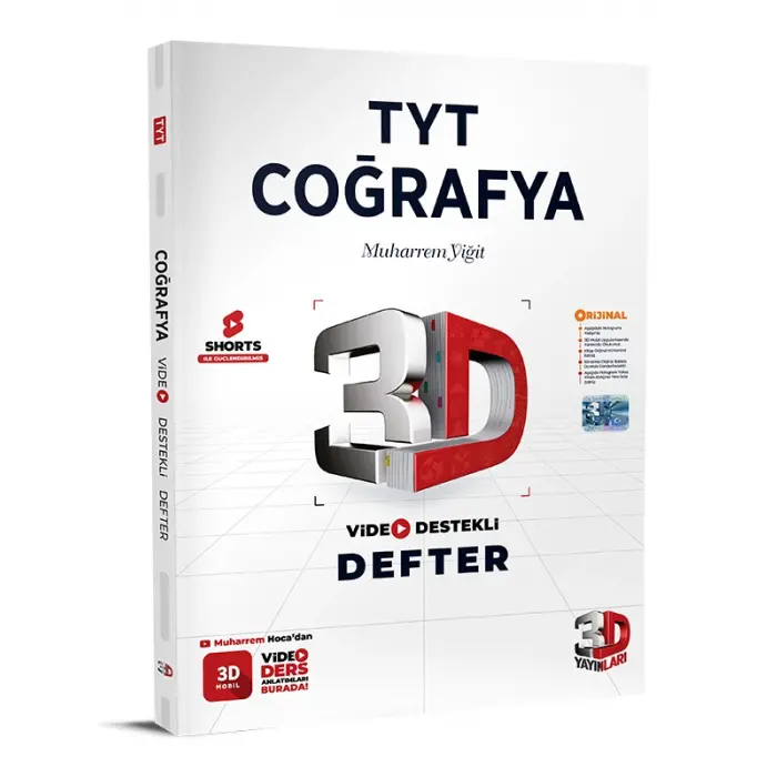 3D Yayınları Tyt Coğrafya Video Destekli Defter