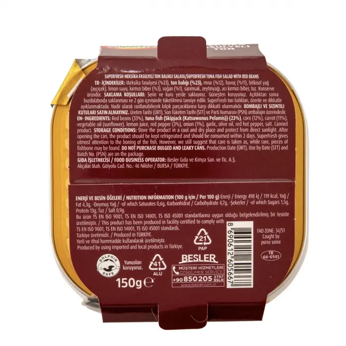 SuperFresh Meksika Fasulyeli Ton 150 gr (Asrın K.)