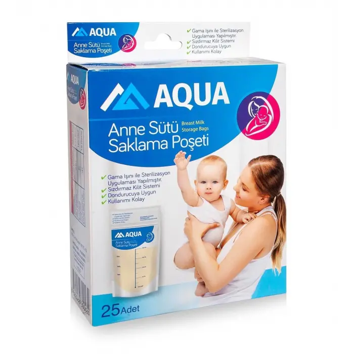 Aqua süt saklama poşeti 25li
