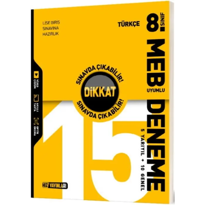 Hız Yayınları 8. Sınıf Türkçe 15 Deneme