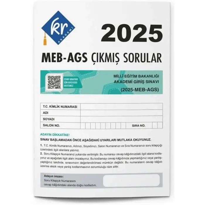 KR Akademi Yayınları 2025 MEB-AGS Çıkmış Sorular Tıpkı Basım