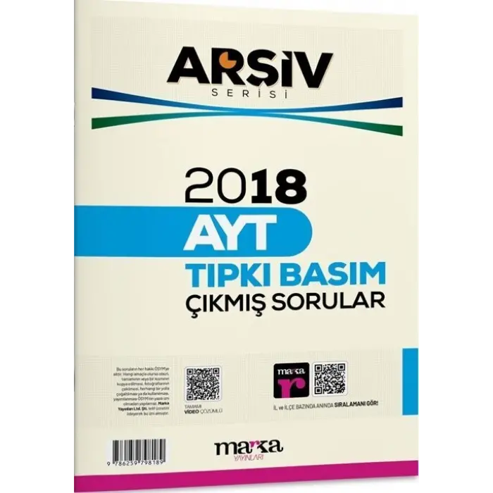 Marka Yayınları 2018 AYT Arşiv Serisi Tıpkı Basım Çıkmış Sorular