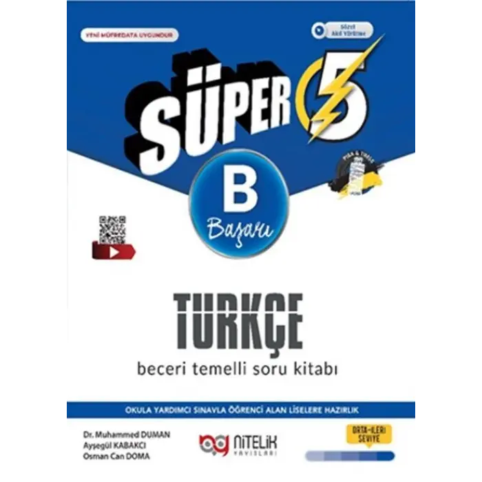 Nitelik Yayınları 5. Sınıf Türkçe Süper B Beceri Temelli Soru Kitabı