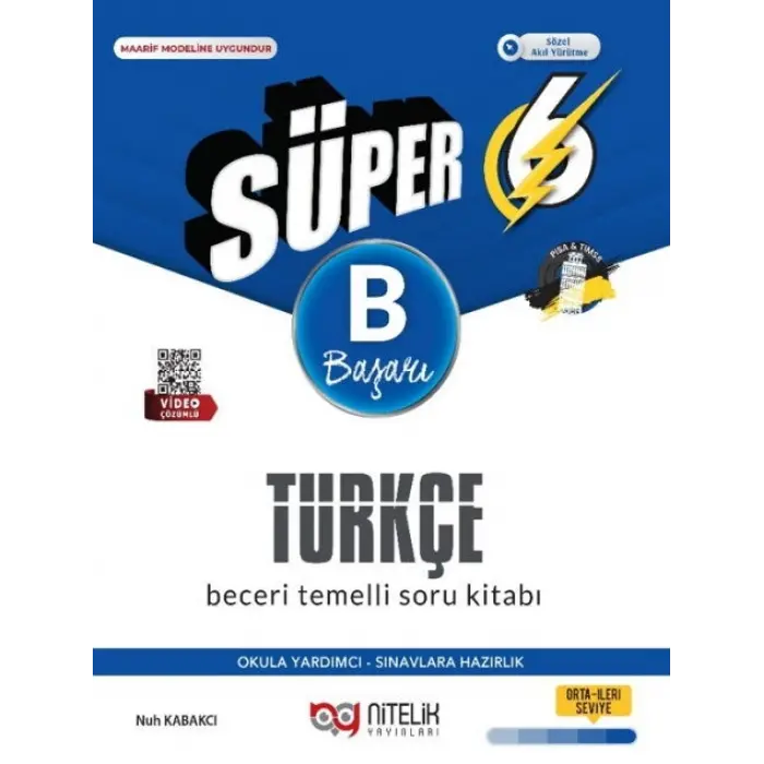 Nitelik Yayınları 6. Sınıf Süper Türkçe B Beceri Temelli Soru Kitabı