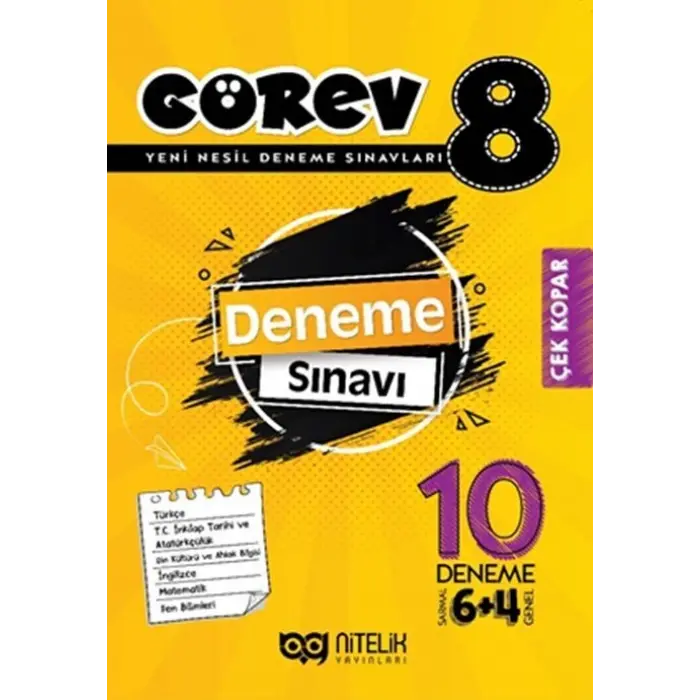 Nitelik Yayınları 8. Sınıf Görev 10 Deneme