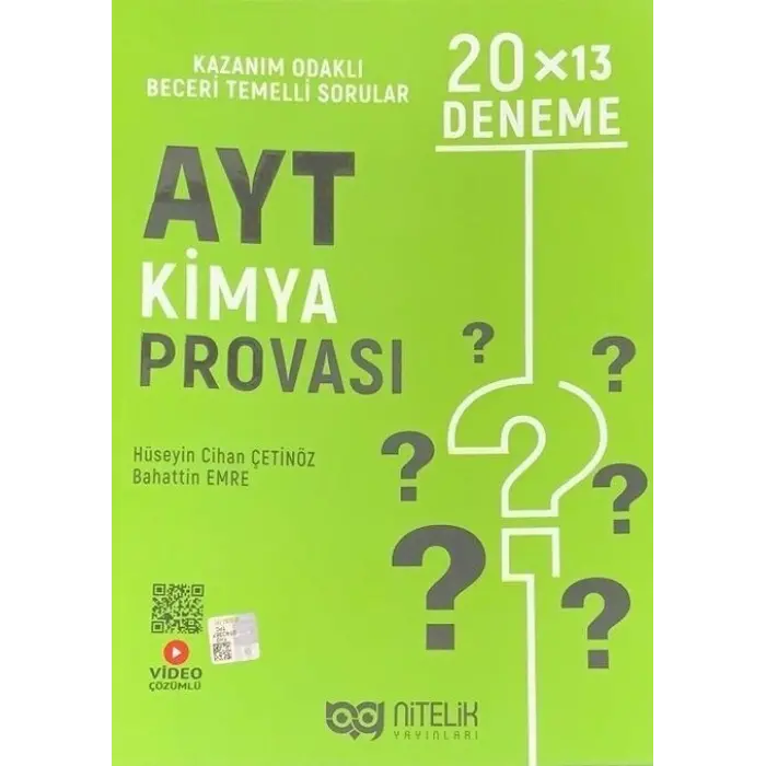 Nitelik Yayınları AYT Kimya Provası 20x13 Deneme
