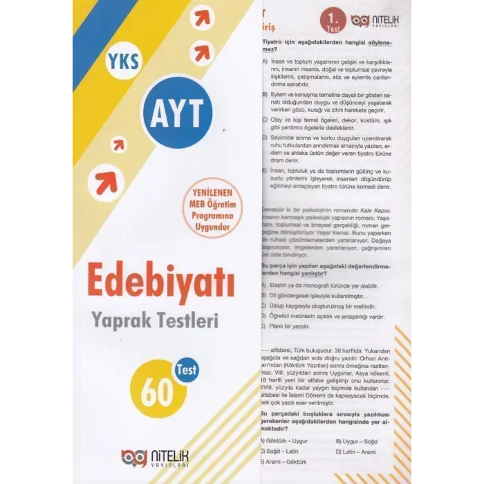 Nitelik Yayınları AYT Sınıf Edebiyat 60 Yaprak Test
