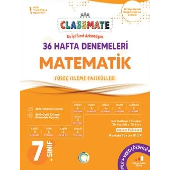 Okyanus Yayınları 7. Sınıf Matematik Classmate 36 Hafta Denemeleri