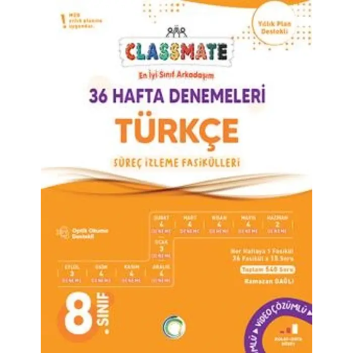 Okyanus Yayınları 8. Sınıf Türkçe Classmate 36 Hafta Denemeleri