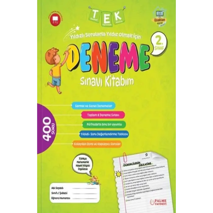 Palme Yayınları 2. Sınıf Tek Deneme Sınavı Kitabım