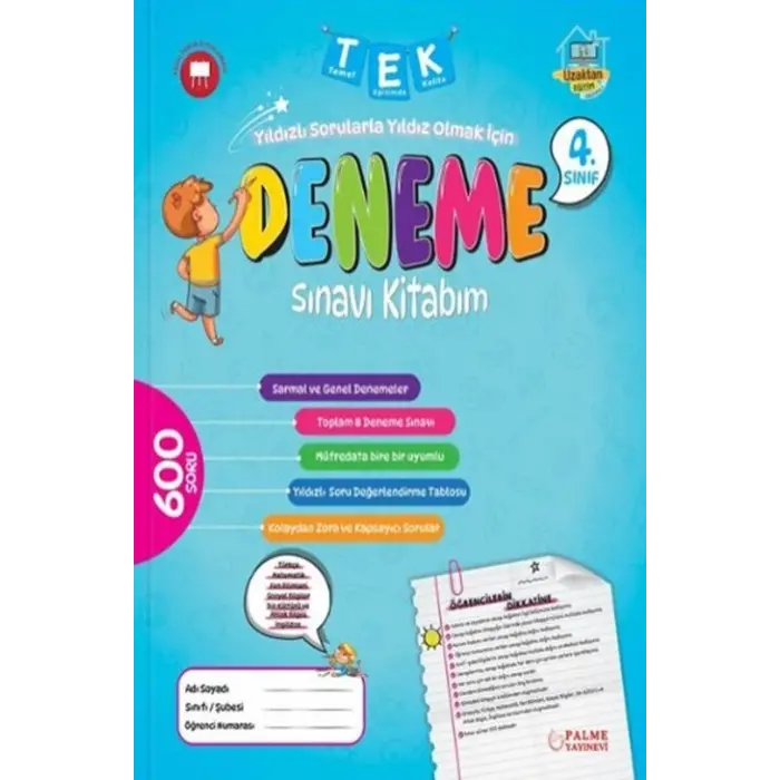 Palme Yayınları 4. Sınıf Tek Deneme Sınavı Kitabım