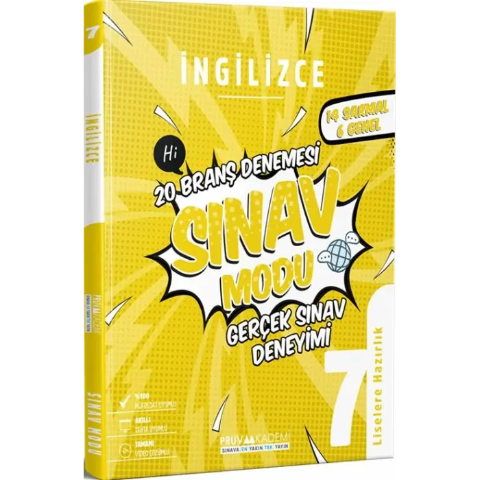 Pruva Akademi 7. Sınıf İngilizce Sınav Modu 20 Branş Denemesi