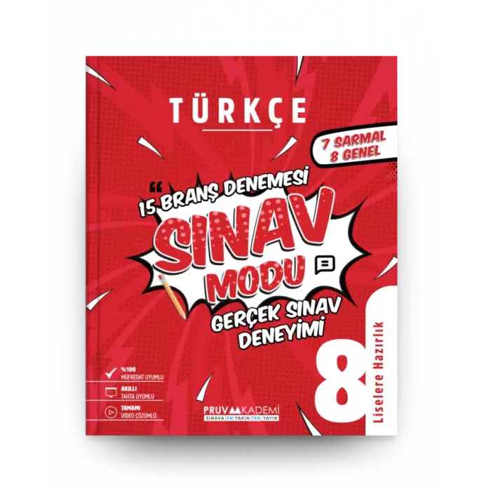 Pruva Akademi 8. Sınıf Türkçe Sınav Modu 15 Deneme