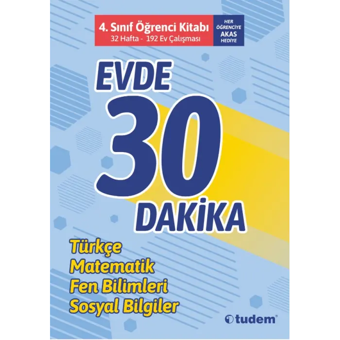 Tudem Yayınları 4.Sınıf Evde 30 Dakika Öğrenci Kitabı