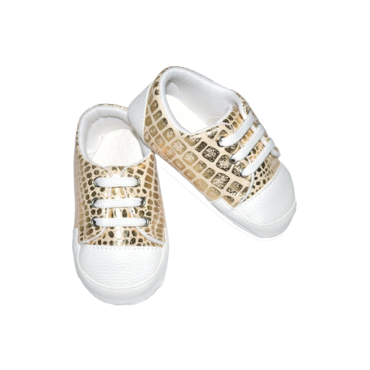 CocuklaAnne 0/12 Ay Varak Baskılı Bebek Converse Gold