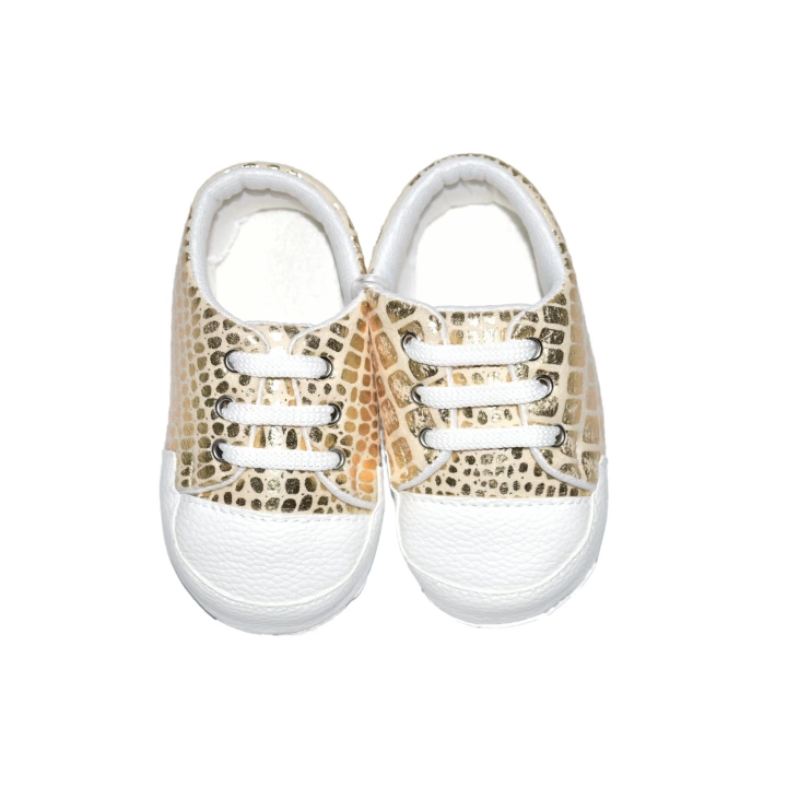 CocuklaAnne 0/12 Ay Varak Baskılı Bebek Converse Gold