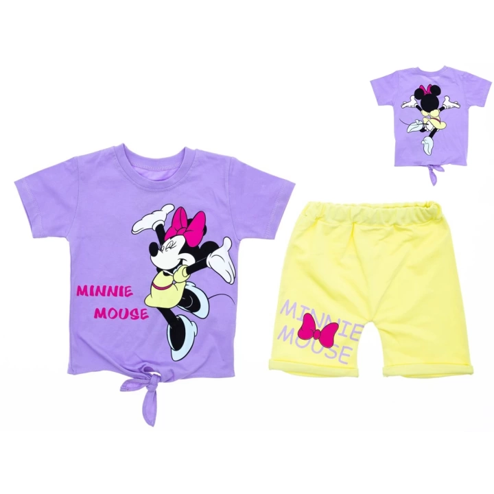 CocuklaAnne 2/5 Yaş Minnie Mouse Desen Çocuk Takım Lila