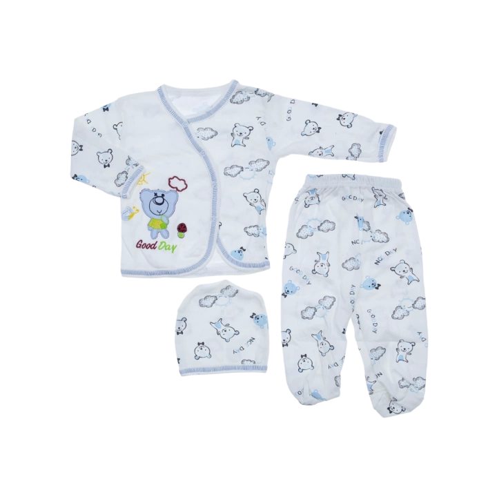 CocuklaAnne Good Day Baskılı Şapkalı Bebek Pijama Takımı