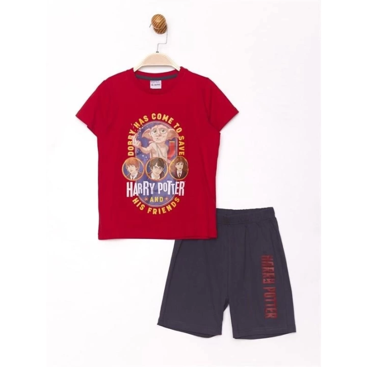 Lisanslı Erkek Çocuk Tişört ve Şort Pijama Takımı Kırmızı