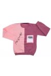 CocuklaAnne Kız Çocuk Baskılı Cepli Polarlı Sweatshirt Gül Kurusu & Pembe