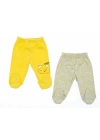 CocuklaAnne 2 Beden 1 Pakette Kız Bebek Patikli Tek Alt Pijama Sarı