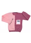 CocuklaAnne Kız Çocuk Baskılı Cepli Polarlı Sweatshirt Gül Kurusu & Pembe