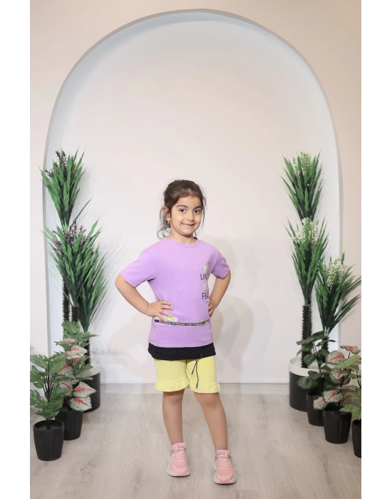 Kız Çocuk Tişört Lila C126
