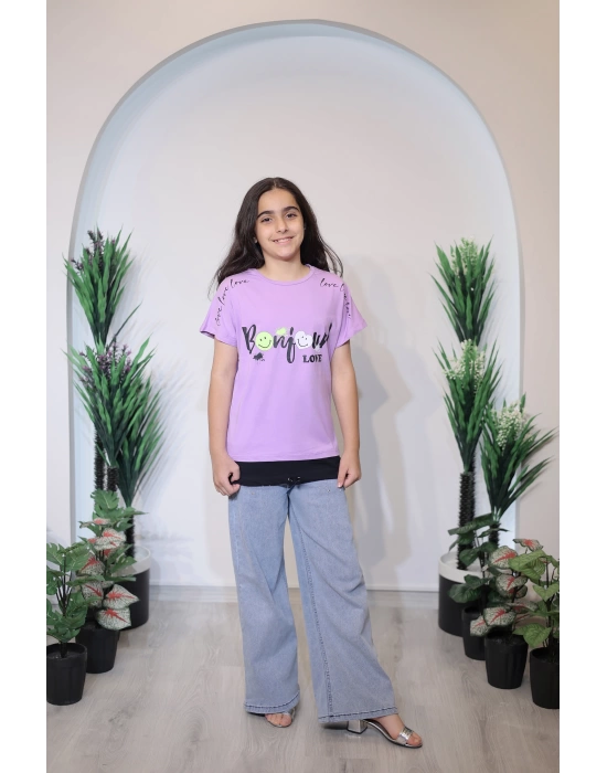 Kız Çocuk Tişört Lila C121