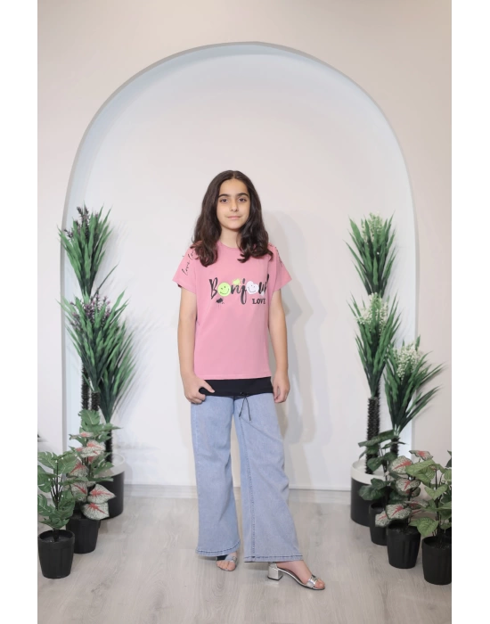 Kız Çocuk Tişört Pembe C121