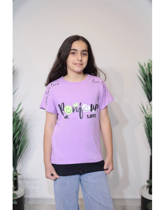 Kız Çocuk Tişört Lila C121