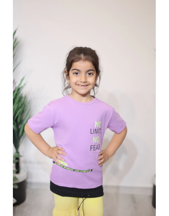 Kız Çocuk Tişört Lila C126