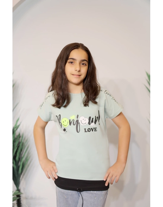 Kız Çocuk Tişört Yeşil C121