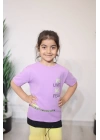 Kız Çocuk Tişört Lila C126