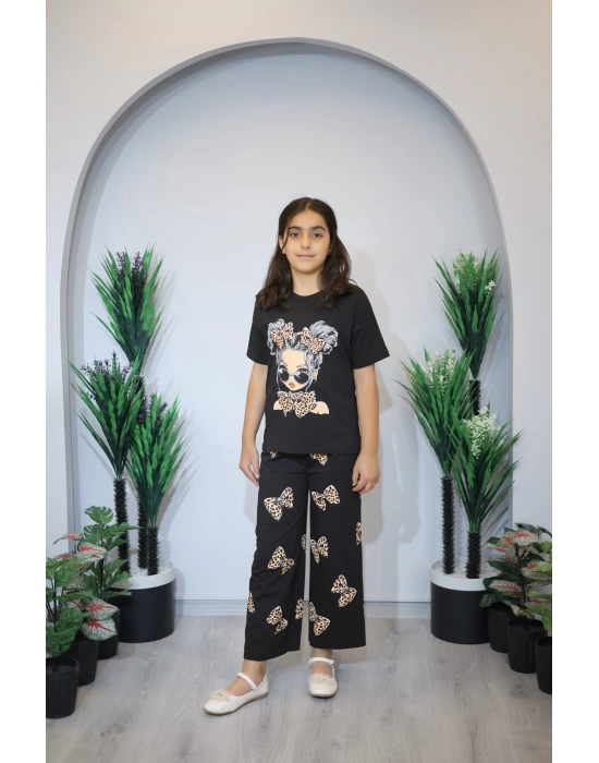 Kız Çocuk Pijama Takım Siyah C139
