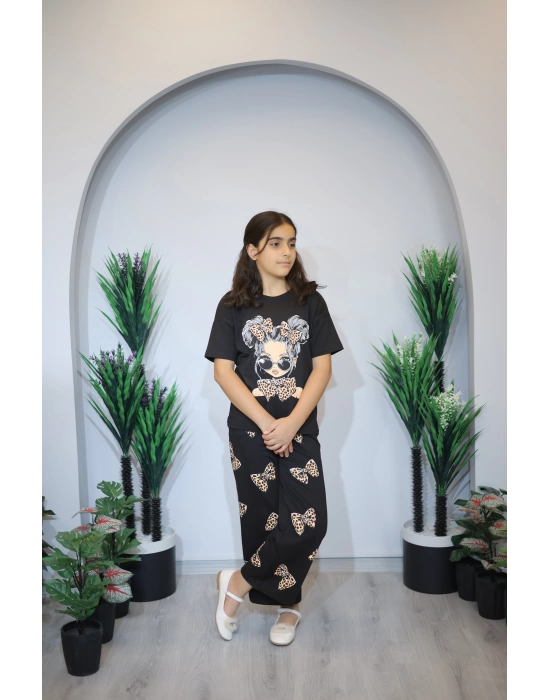 Kız Çocuk Pijama Takım Siyah C139