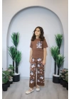 Kız Çocuk Pijama Takım Kahverengi C139