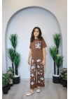 Kız Çocuk Pijama Takım Kahverengi C139