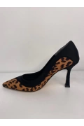 Siyah Leopar Desenli Kadın Stiletto - Wild leopard